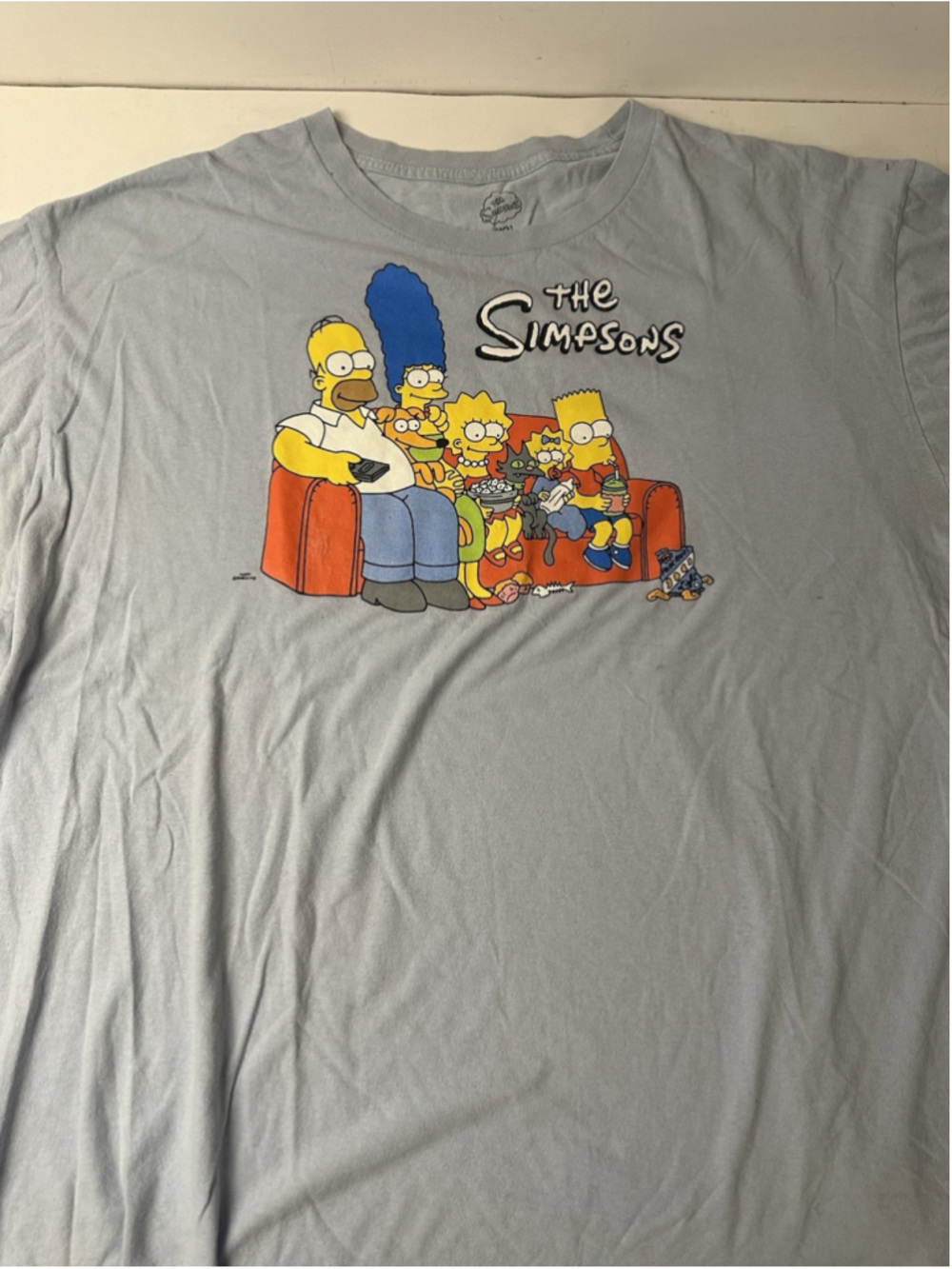 The Simpsons T Shirt Mens 2XL Light Blue Family Couch Gag Graphic Tee Matt Groen